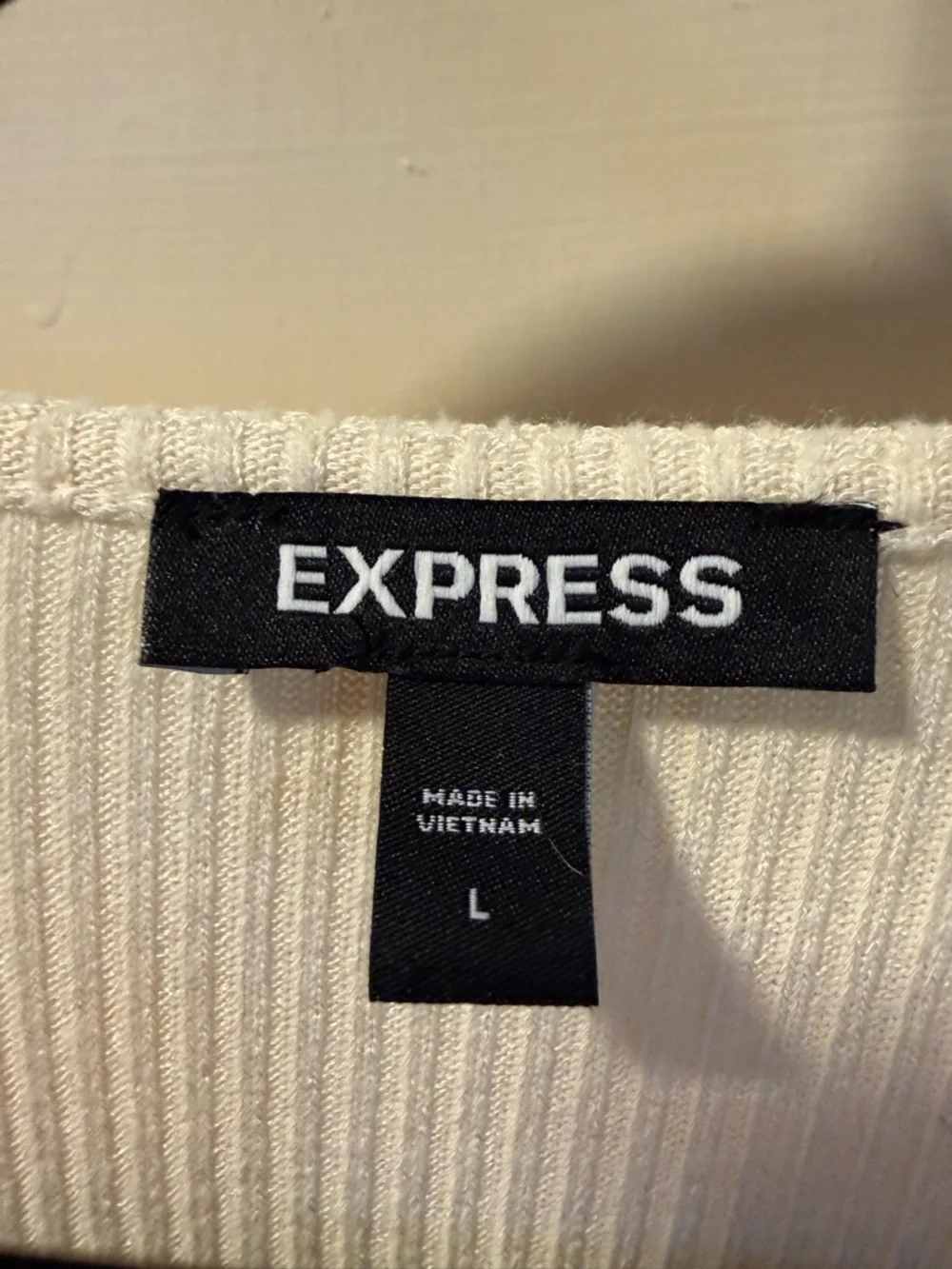 Express Black Logo Ribbed Knit Top - Picture 2 of 2